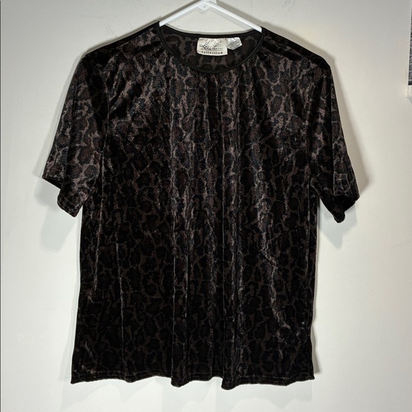Kathie Lee Collection Tops - Kathie Lee Collection Vintage Velour Brown Leopard Top